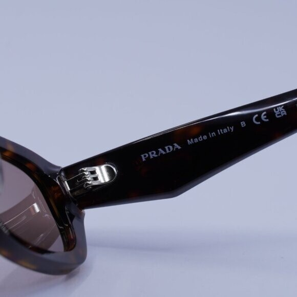 Prada PRB06SF 17N60B Sunglasses Root Havana Rectangle Frame, Light Brown Lenses - Picture 8 of 11